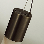 Подвесной светильник цилиндрической формы с плафоном из алебастра и металлическими торцами Темная Латунь 60 см Cryptocrystalline Stone варинант исполнения - 5 | Loft Concept в Грозном