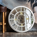 Зеркало настенное в белой металлической раме в виде часов Mirror Tower Clock варинант исполнения - 4 | Loft Concept в Грозном