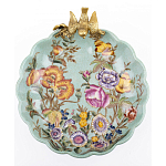 Блюдо из голубого фарфора с бронзовой птичкой Blue Garden варинант исполнения - 2 | Loft Concept в Грозном