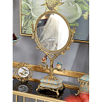 Зеркало с бронзовой подставкой в виде дерева и фарфоровыми птичками на голубом основании Eden Garden варинант исполнения - 4 | Loft Concept в Грозном