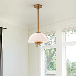 Подвесной светильник золотого цвета с полусферическим опаловым плафоном и декоративным элементом Elstead Lighting варинант исполнения - 7 | Loft Concept в Грозном