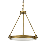 Люстра подвесная цвета латунь с плоским круглым матовым стеклянным плафоном на цепи Hinkley варинант исполнения - 1 | Loft Concept в Грозном