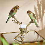 Подсвечник с двумя попугаями из фарфора на бронзовой ветке Eden Garden варинант исполнения - 1 | Loft Concept в Грозном