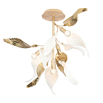 Люстра потолочная с белыми матовыми и золотыми глянцевыми листьями Wintery flovers варинант исполнения - 2 | Loft Concept в Грозном