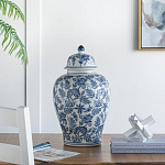 Ваза с крышкой и бело-синим цветочным узором Blue & White Ornament  варинант исполнения - 8 | Loft Concept в Грозном