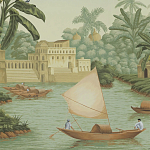 Обои ручная роспись River Scenes of Bengal Verdoyant варинант исполнения - 3 | Loft Concept в Грозном