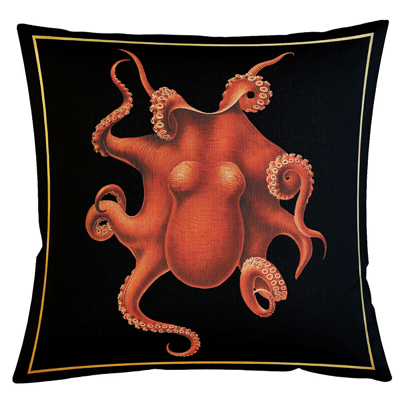 Декоративная подушка Red Octopus Бежевый Черный Красный Декоративная подушка Red Octopus Бежевый Черный Красный в Грозном | Loft Concept