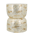 Приставной столик с мозаичным рисунком из раковин устриц Bone Inlay варинант исполнения - 2 | Loft Concept в Грозном