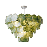 Люстра из зеленых стеклянных дисков с перламутровым эффектом Green Glowing Glaze варинант исполнения - 1 | Loft Concept в Грозном