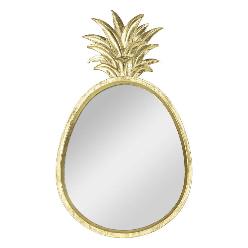 Зеркало овальной формы с золотистой рамкой и декоративной верхушкой в виде ананаса Pineapple Shine  Золотой Зеркало в Грозном | Loft Concept 