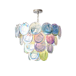 Люстра с каскадом из круглых разноцветных стеклянных дисков Mother of Pearl Iridescence варинант исполнения - 4 | Loft Concept в Грозном
