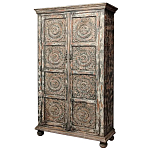 Индийский шкаф с орнаментом резьба из дерева Indian Antique Furniture  варинант исполнения - 6 | Loft Concept в Грозном