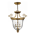 Люстра подвесная цвета латунь с прозрачным стеклянным плафоном и тремя лампами в классическом стиле на цепи Hinkley варинант исполнения - 2 | Loft Concept в Грозном
