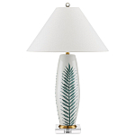 Настольная лампа овальная с тропическим принтом Stylized Aalm Leaves Motif варинант исполнения - 4 | Loft Concept в Грозном