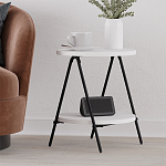 Стол приставной с 2-мя круглыми белыми столешницами ESSEL SIDE TABLE WHITE варинант исполнения - 6 | Loft Concept в Грозном
