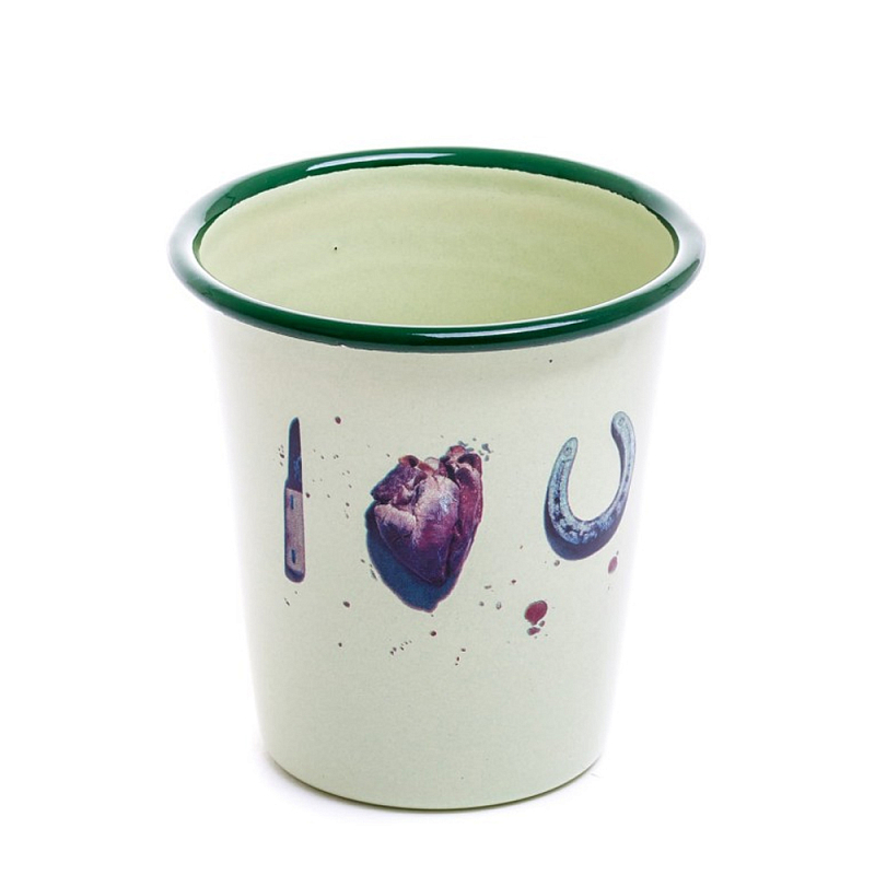 Стакан Seletti Enamel I love U Зеленый Мульти в Грозном | Loft Concept 