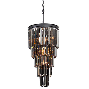 Люстра ODEON Gray glass 5-TIER  Black Серое стекло D 33