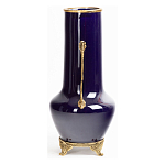 Ваза темно-синяя фарфоровая с бронзовыми ручками и ножками Eden Garden варинант исполнения - 3 | Loft Concept в Грозном