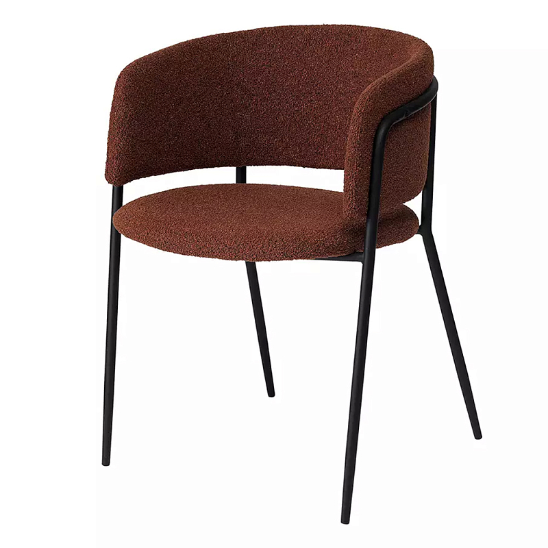 Стул полукруглый мягкий с буклированной обивкой Chair with Boucle Upholstery Черный Терракотовый Стул полукруглый мягкий с буклированной обивкой Chair with Boucle Upholstery Черный Терракотовый в Грозном | Loft Concept