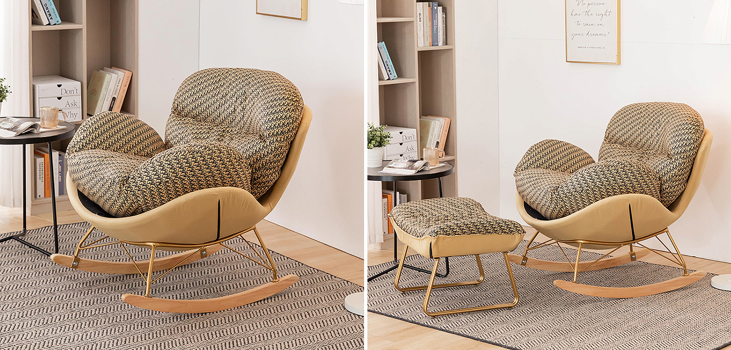 Кресло-качалка Dior Print Rocking Chair с банкеткой для ног Кресло-качалка Dior Print Rocking Chair с банкеткой для ног - Loft-Concept в Грозном