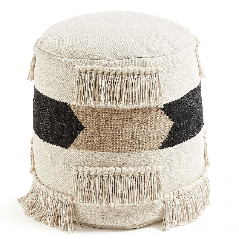Пуф Boho Style Черный Молочный Бежевый Пуф Boho Style Черный Молочный Бежевый в Грозном | Loft Concept