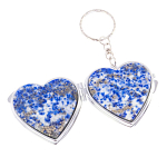 Зеркало брелок складное двухстороннее в форме сердца из натурального камня Лазурит Stone Mirrors варинант исполнения - 2 | Loft Concept в Грозном