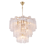 Люстра круглая многоярусная с прозрачными подвесками из стекла Hexagon Tube Light варинант исполнения - 3 | Loft Concept в Грозном