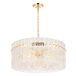 Люстра подвесная круглая с прозрачными рельефными стеклянными вставками и золотым основанием Textured Glass Chandelier варинант исполнения - 2 | Loft Concept в Грозном