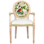 Стул с подлокотниками золотистый из бука с изображением птиц и цветов Blooming Red Birds варинант исполнения - 1 | Loft Concept в Грозном