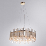 Люстра подвесная круглая с прозрачными хрустальными трубками и золотистым каркасом Диаметр 60 см Hexagon Tube Light варинант исполнения - 2 | Loft Concept в Грозном