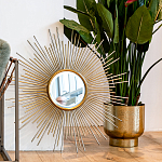 Зеркало-солнце круглое в раме из металла с золотыми с лучами Rays of Peace варинант исполнения - 3 | Loft Concept в Грозном