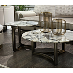 Столик журнальный с круглой мраморной столешницей Unique Stone Design варинант исполнения - 7 | Loft Concept в Грозном