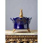 Чаша темно-синего цвета из фарфора с бронзовыми фигурками белок Eden Garden porcelain and bronze варинант исполнения - 3 | Loft Concept в Грозном