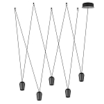 Подвесной светильник черными плафонами на длинных пересекающихся тросах Construction варинант исполнения - 2 | Loft Concept в Грозном