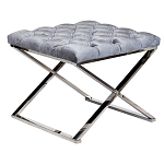 Пуф велюровый серый с каретной стяжкой Perennially варинант исполнения - 1 | Loft Concept в Грозном