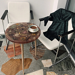 Круглый журнальный столик со столешницей из эпоксидной смолы Epoxy Resin Flowers Coffee Table варинант исполнения - 8 | Loft Concept в Грозном