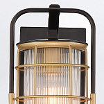 Настенный фонарь цилиндрической формы с рифленым стеклом в золотом каркасе на черном прямоугольном основании Eurofase варинант исполнения - 13 | Loft Concept в Грозном