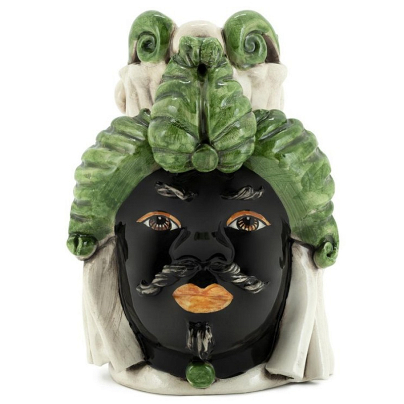 Ваза Vase Moro Man Small Dark Green Черный Зеленый Бежевый Ваза Vase Moro Man Small Dark Green Черный Зеленый Бежевый в Грозном | Loft Concept