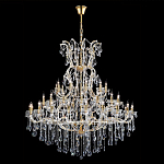 Люстра многоярусная с 53-мя лампочками и прозрачными хрустальными подвесками на основании золотого цвета Crystal lamps варинант исполнения - 2 | Loft Concept в Грозном