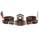 Настольный письменный набор с часами из природного камня обсидиана Competent Leader варинант исполнения - 1 | Loft Concept в Грозном