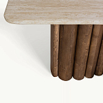 Консоль с овальной столешницей и фактурным деревянным основанием Enzo варинант исполнения - 3 | Loft Concept в Грозном