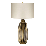 Настольная лампа с рифленым керамическим основанием в бронзовом цвете и жемчужным шёлковым абажуром Elstead Lighting варинант исполнения - 1 | Loft Concept в Грозном