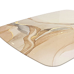 Обеденный стол с прямоугольной бежевой столешницей из стекла на 4-х деревянных ножках Beige Marble варинант исполнения - 4 | Loft Concept в Грозном