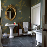 Обои ручная роспись Bamboo Golden on Blue grey dyed silk варинант исполнения - 1 | Loft Concept в Грозном