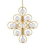 Люстра с закругленным каркасом золотого цвета и белыми плафонами Round Curl варинант исполнения - 2 | Loft Concept в Грозном