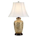 Настольная лампа с фарфоровым основанием с декоративным орнаментом и белым абажуром на темной круглой подставке Elstead Lighting варинант исполнения - 6 | Loft Concept в Грозном