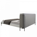 Кровать двуспальная серая с мягким изголовьем из экокожи и ткани Modern Look варинант исполнения - 4 | Loft Concept в Грозном