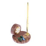 Часы настольные с шариковой металлической ручкой из натурального камня Stone Clock варинант исполнения - 5 | Loft Concept в Грозном