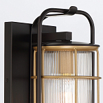 Настенный фонарь цилиндрической формы с рифленым стеклом в золотом каркасе на черном прямоугольном основании Eurofase варинант исполнения - 5 | Loft Concept в Грозном