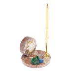 Часы настольные с шариковой металлической ручкой из натурального камня Stone Clock варинант исполнения - 8 | Loft Concept в Грозном